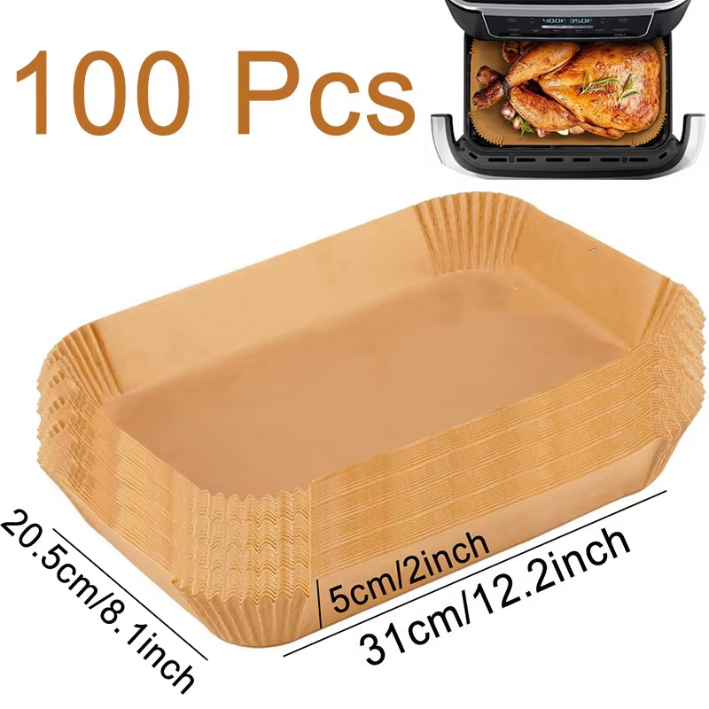 Large Disposable Air Fryer Paper Non-Stick Rectangle Airfryer Baking Liners Oilproof Oven Mat for Ninja Foodi Dualzone Basket
