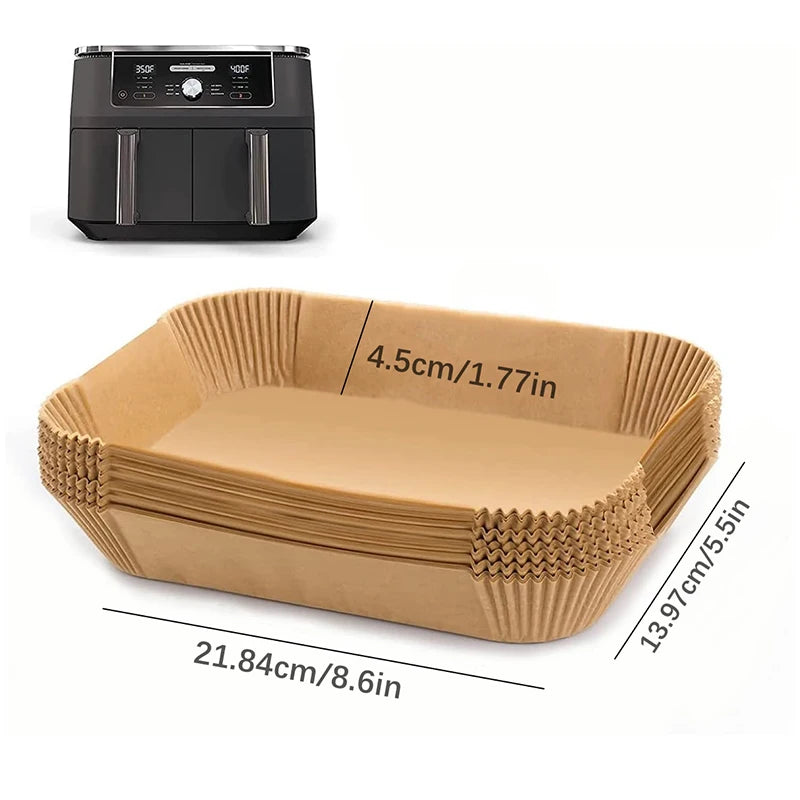 50/100/150Pcs Air Fryer Disposable Paper Liner Rectangle, 8.6X 5.5'' Non-Stick Parchment Liner Cooking Paper in Bags