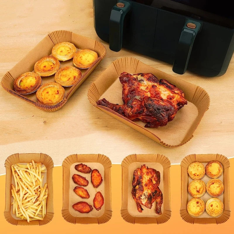 50/100/150Pcs Air Fryer Disposable Paper Liner Rectangle, 8.6X 5.5'' Non-Stick Parchment Liner Cooking Paper in Bags