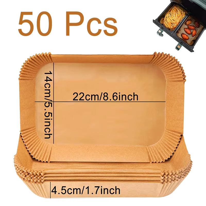 Large Disposable Air Fryer Paper Non-Stick Rectangle Airfryer Baking Liners Oilproof Oven Mat for Ninja Foodi Dualzone Basket